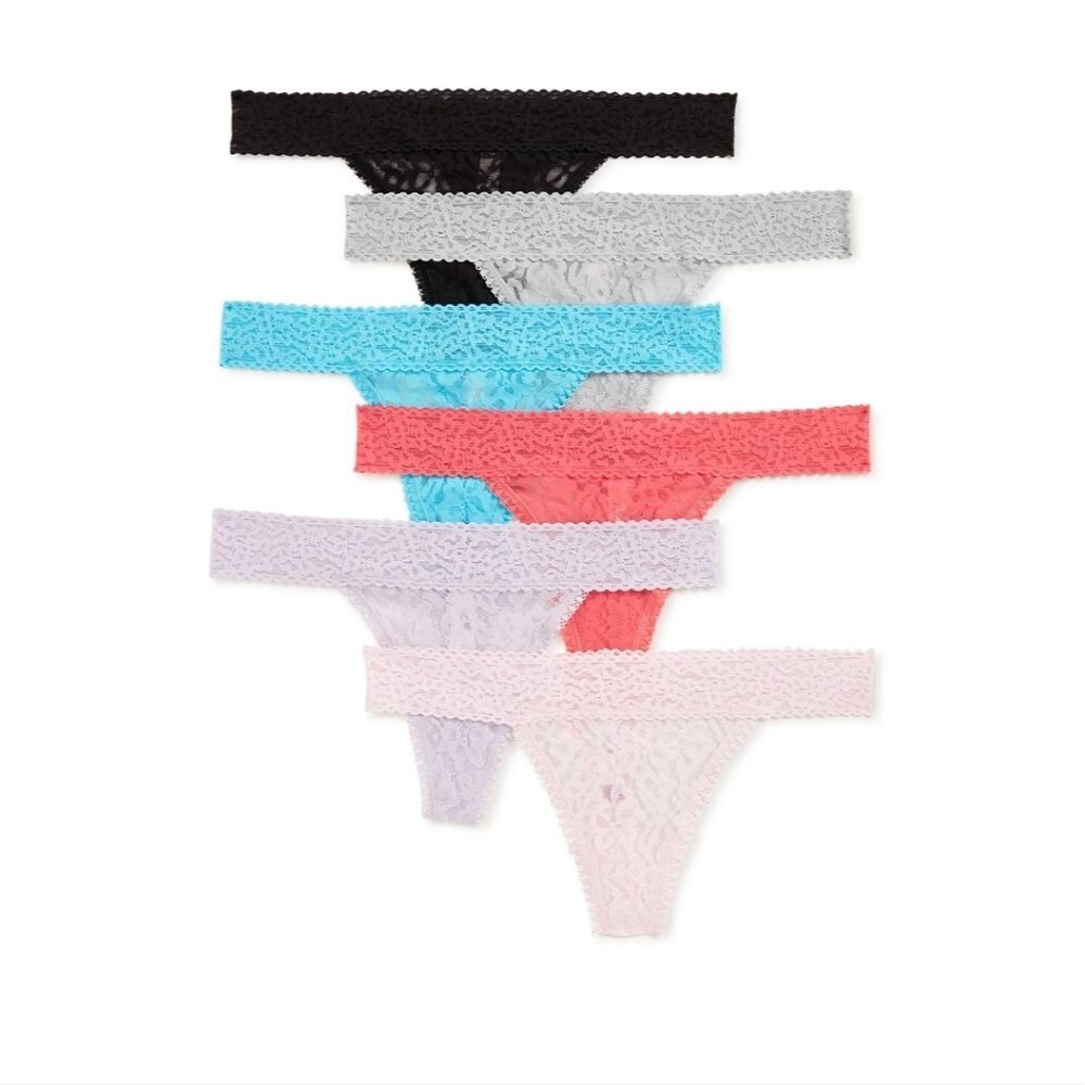 NWT Sercet Treasures Women's Lace Stretch Thong Panties 6-pack